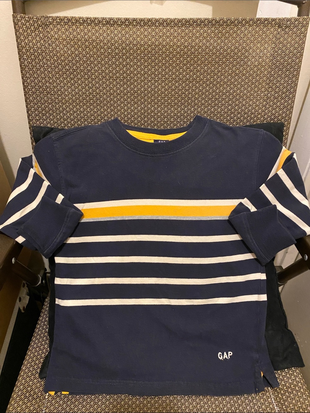 GAP Navy, White & Yellow Striped Long Sleeve Tee SZ 4